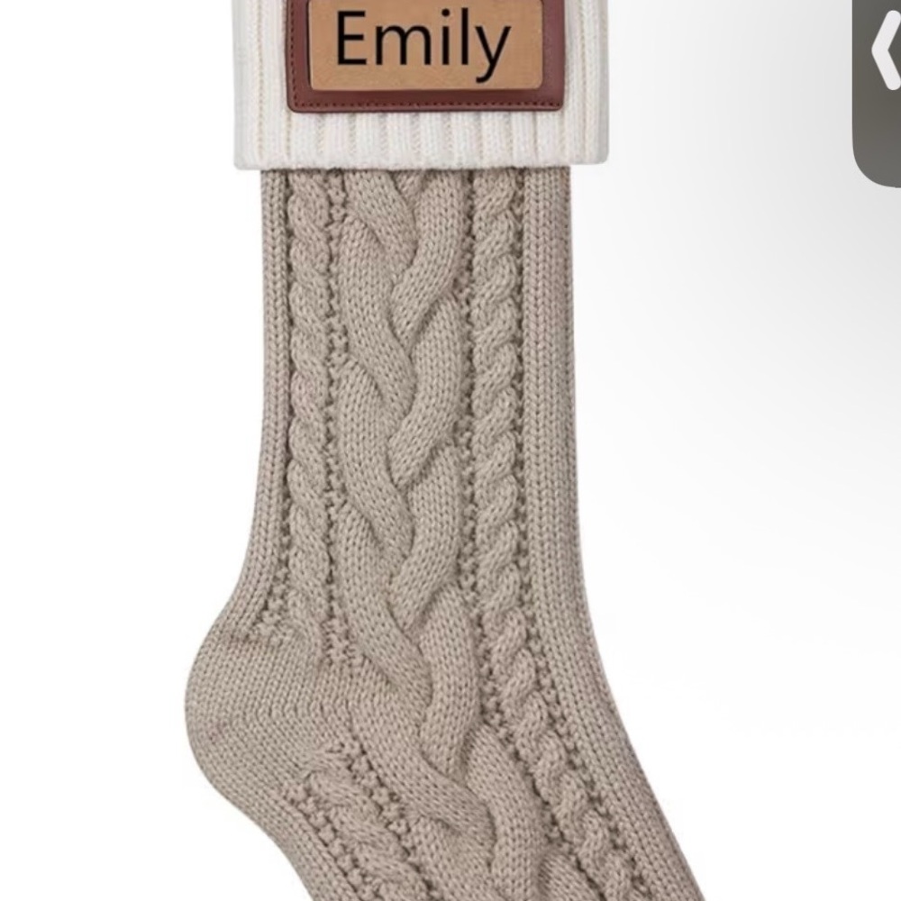 Personalized khaki Knit Christmas Stocking‎ NEW